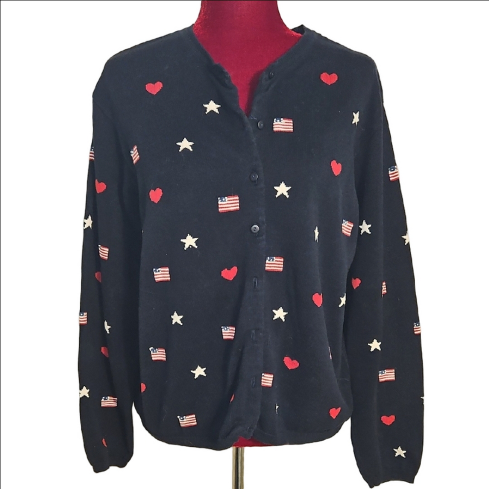 Talbot's Blue Patriotic Cardigan Size Large